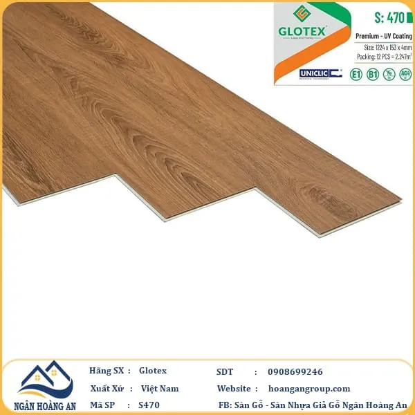 Sàn Nhựa Giả Gỗ Hèm Khóa 4mm Glotex 470 Sàn Nhựa Giả Gỗ Hèm Khóa 4mm Glotex 470